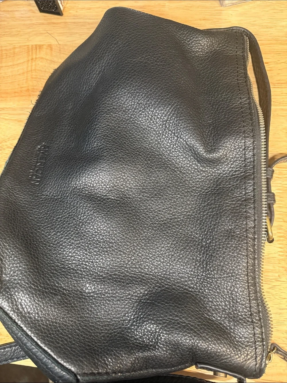American Leather Co. Black Pebbled Leather Messenger Bag